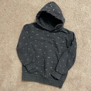 Lonely Planet Gray & White Tiny Dinosaur Print Fleece Hoodie Toddler Size 5